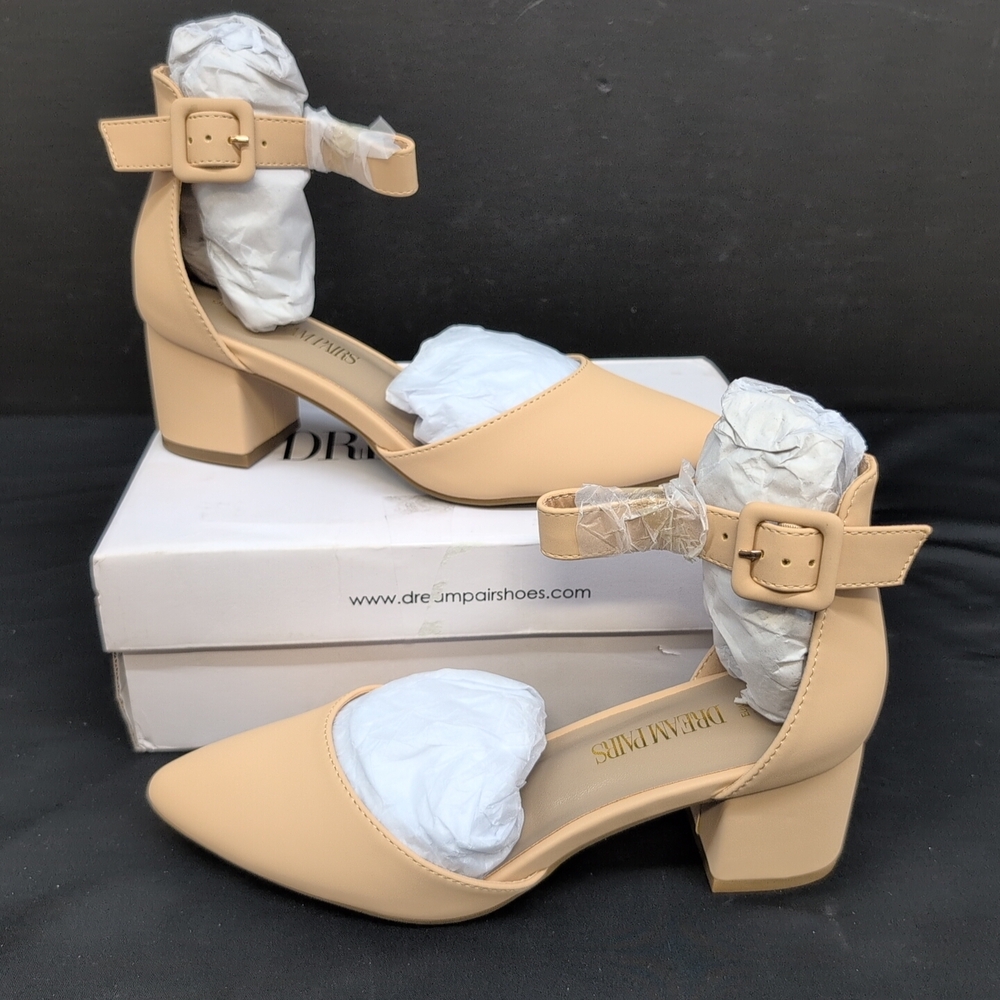 Dream Pairs Annee Women's Block Heel Shoes US 6.5 Nude